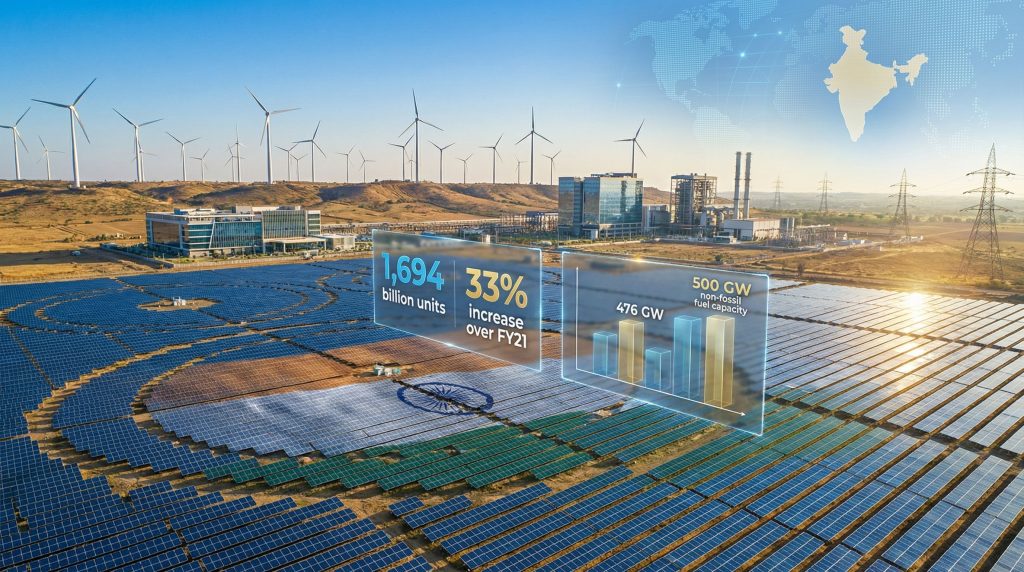 Renewable sources illustrating India energy demand growth.