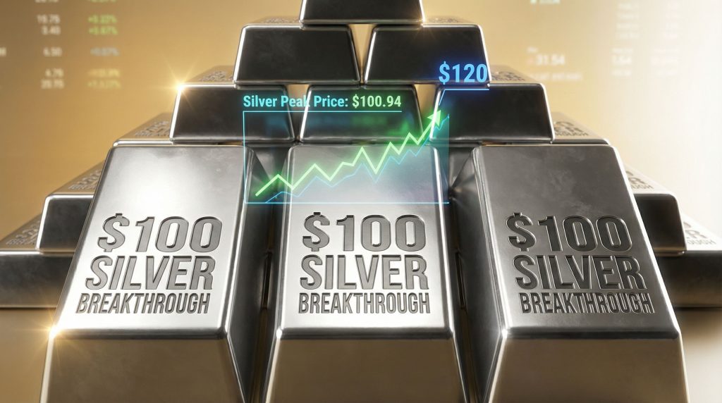 Silver prices surpass $100, reaching $120 spike.