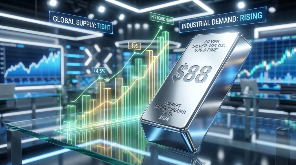 Silver jumps 3% to $88, market breakthrough.