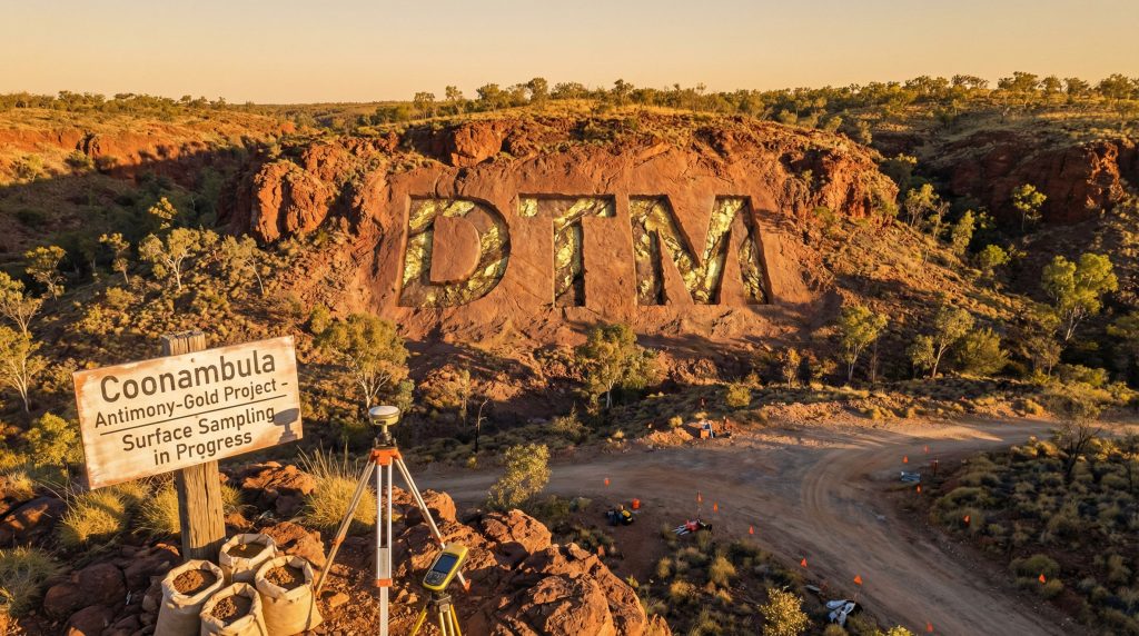 Dart Mining NL-DTM-Coonambula antimony-gold project site at sunset.