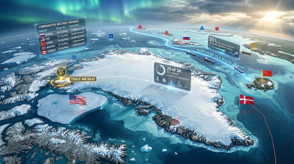 Greenland depicted with US military presence.