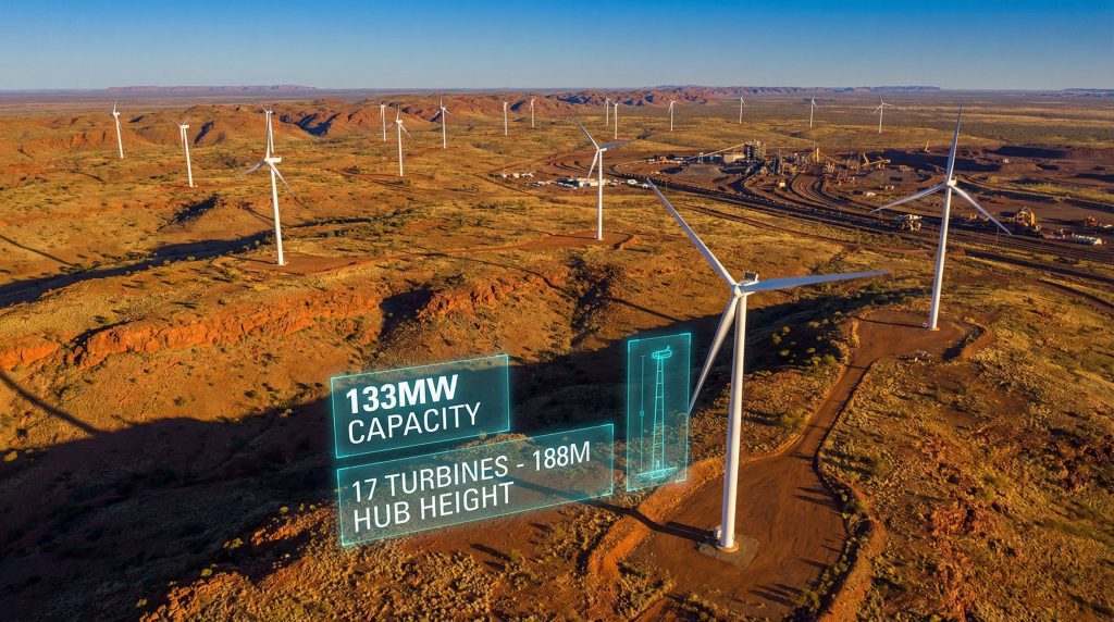 Wind turbines of Fortescue's Pilbara project.