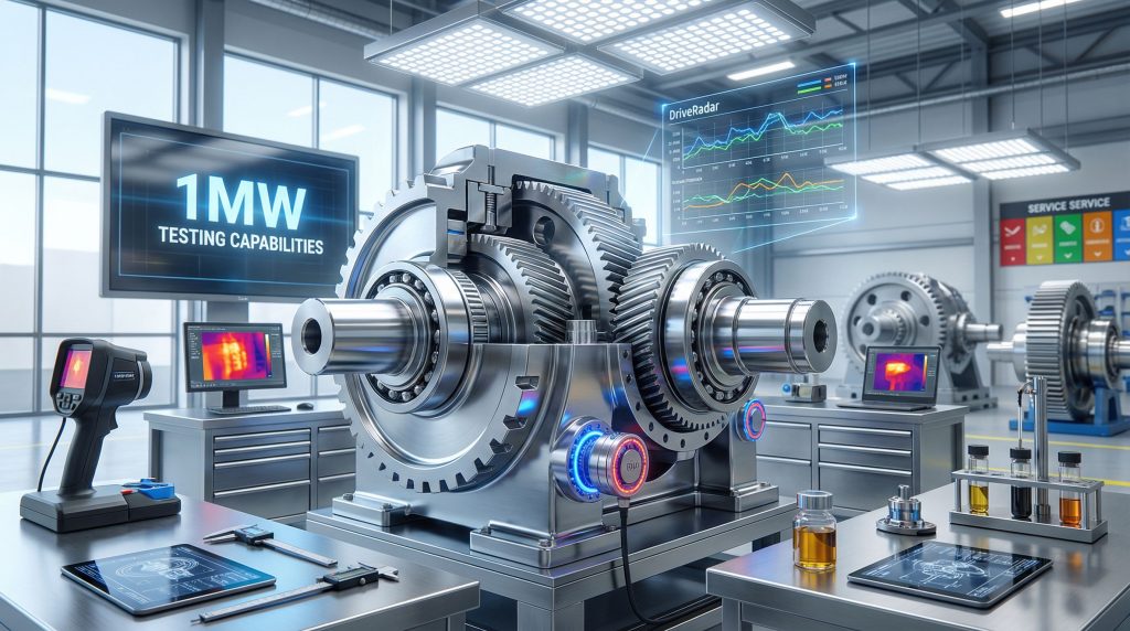 SEW-EURODRIVE industrial gear service testing setup.