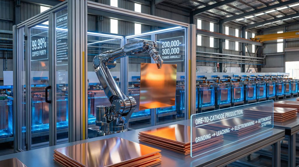 Robotic arm refining copper at Olympic Dam.