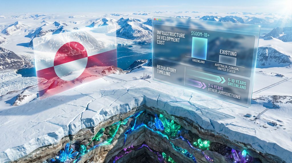 Greenland's rare earth mining challenges illustrated.