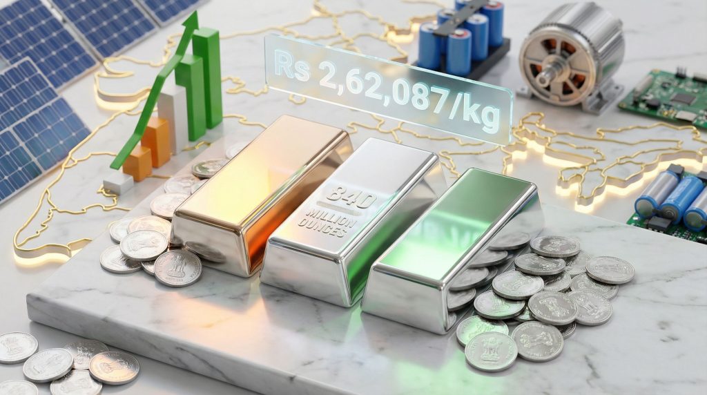 Silver demand in India visualized with silver bars.