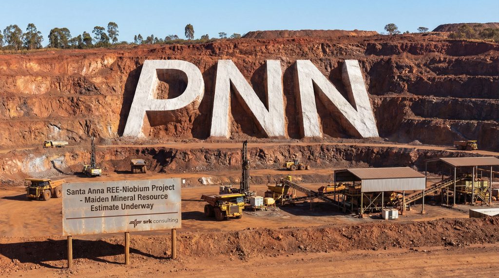 Power Minerals Ltd-PNN-PNN logo in large quarry setting.