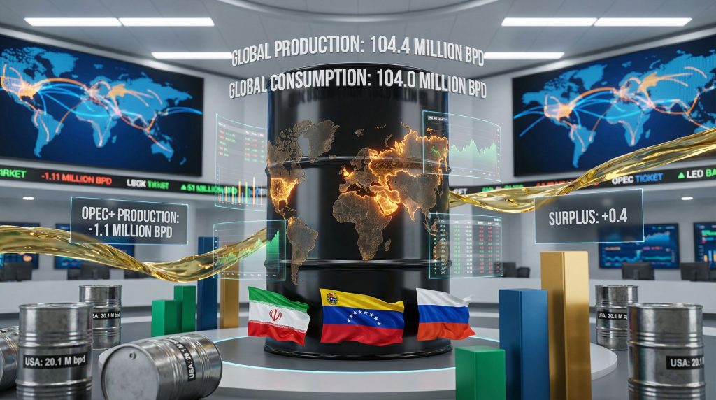 Oil surplus and geopolitical risks visualization.