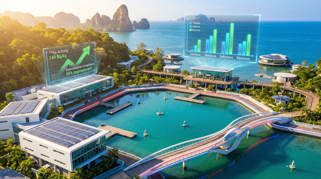 Phuket rare earth tin mining legacy: modern waterfront research facility.