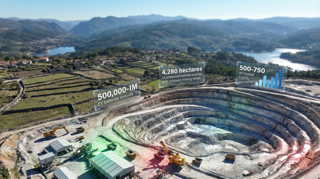 Lithium mining in Portugal's scenic landscape.