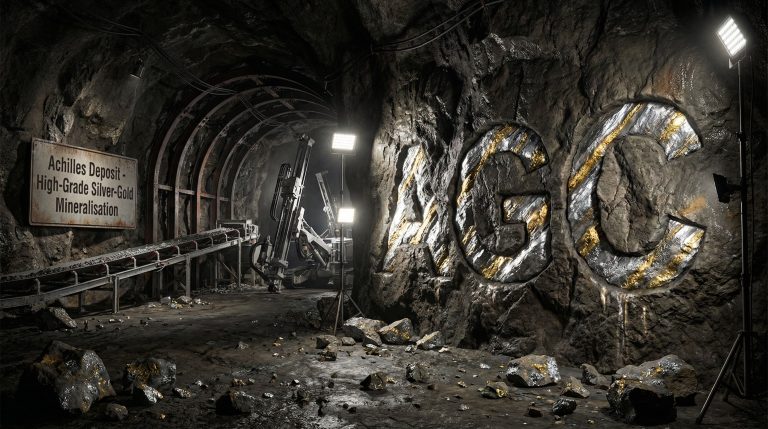 Australian Gold and Copper Ltd-AGC-Achilles Deposit silver-gold mineralization underground.