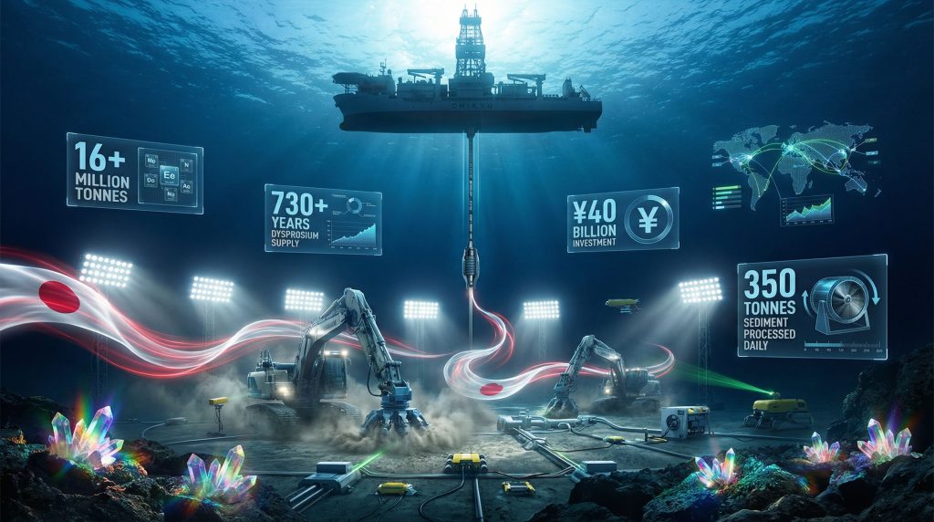 Japan deep sea mining plan illustration.