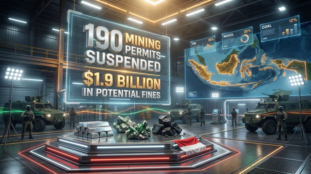 Indonesia illegal mining crackdown with fines.
