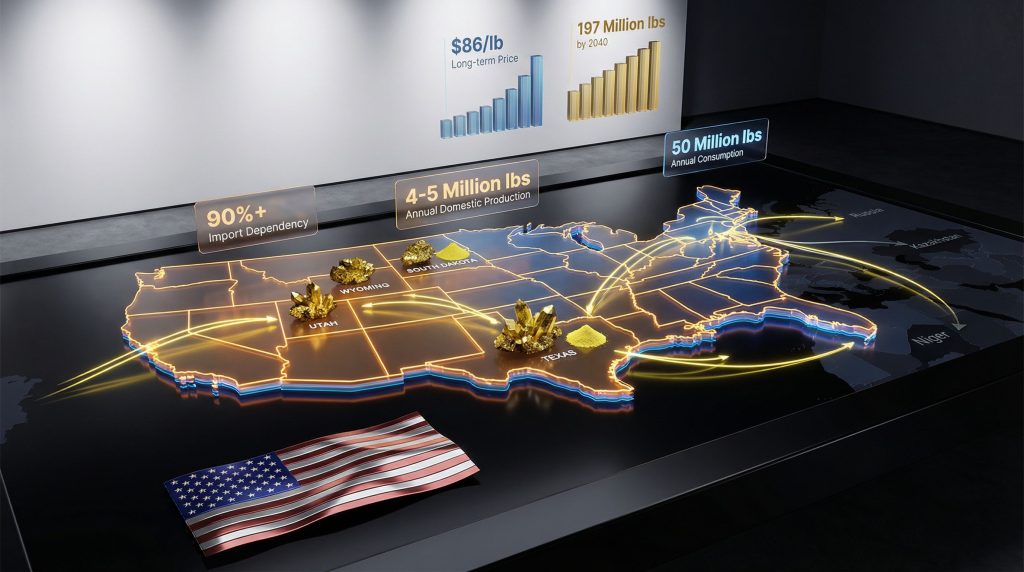 US uranium supply security map illustration.