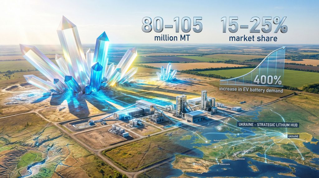 Ukraine lithium project visualization with projections.