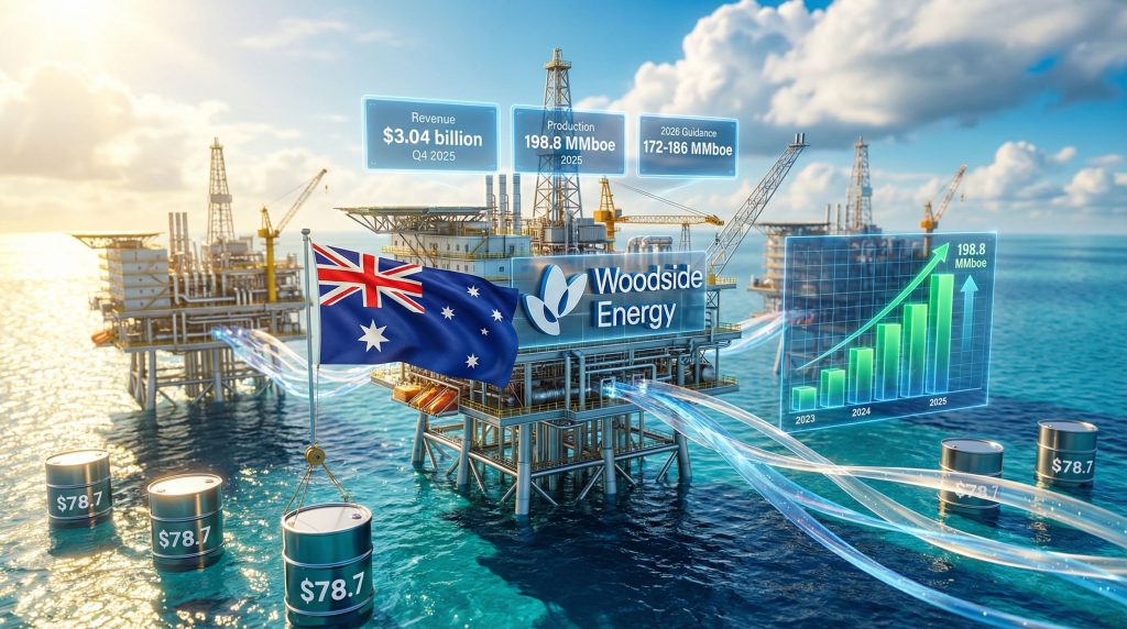 Woodside Energy platform with revenue projections.