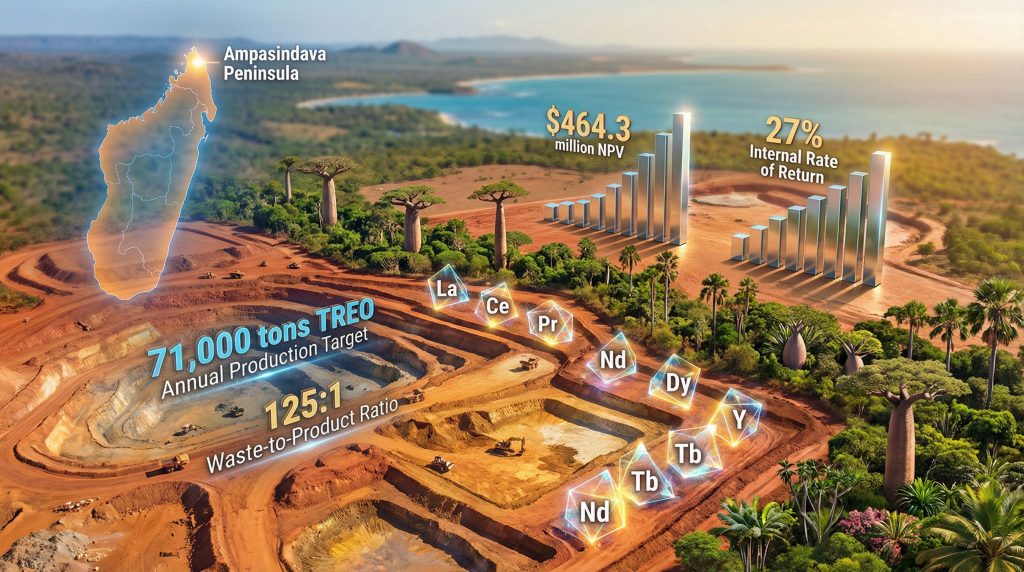 Madagascar rare earth mining operation visualization.