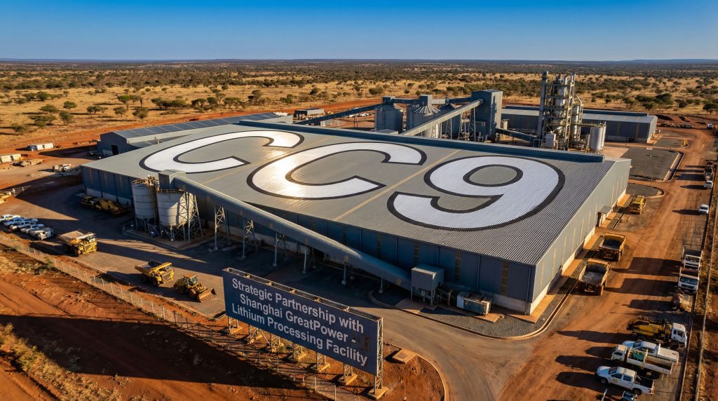 Chariot Resources Ltd-CC9-Lithium processing facility in desert landscape.