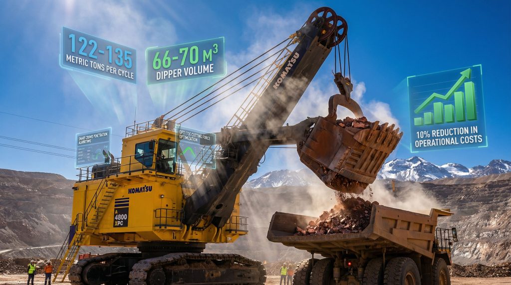 Komatsu 4800XPC shovel loading truck in Peru.