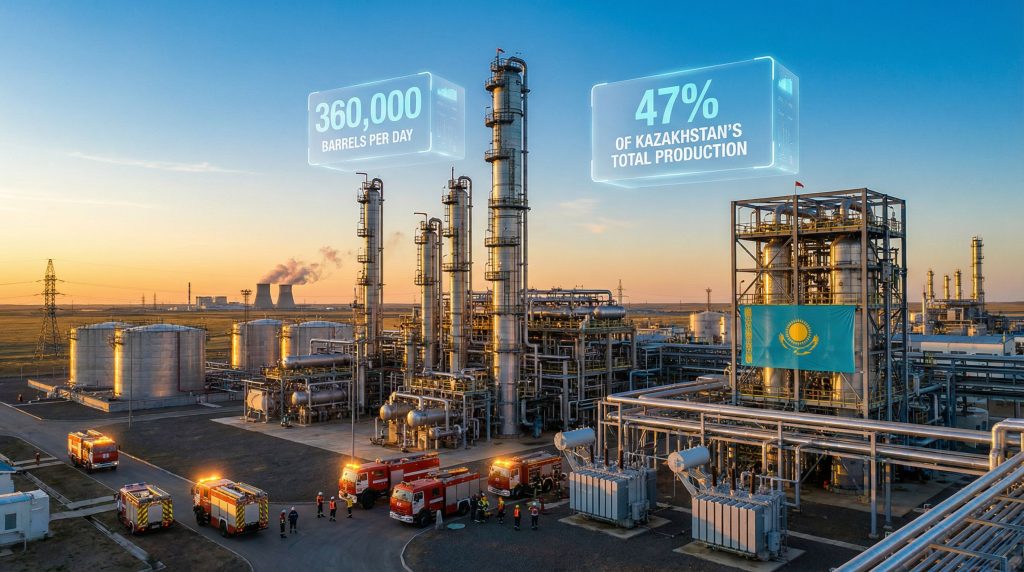 Tengiz oil field restart showcasing production and infrastructure.