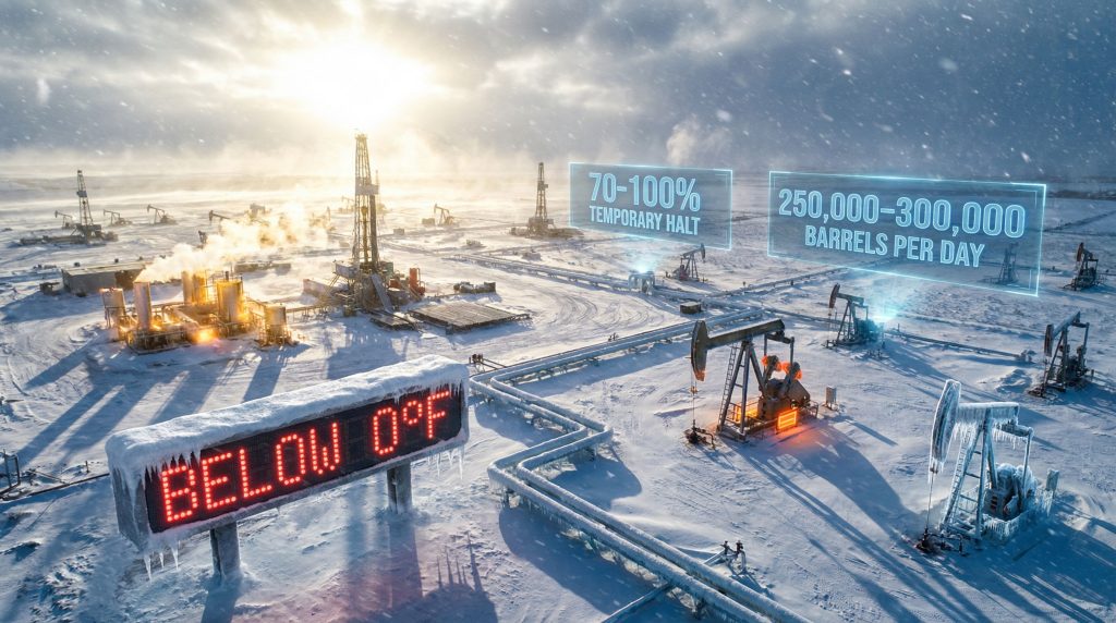 Winter storm impacts on US oil production.