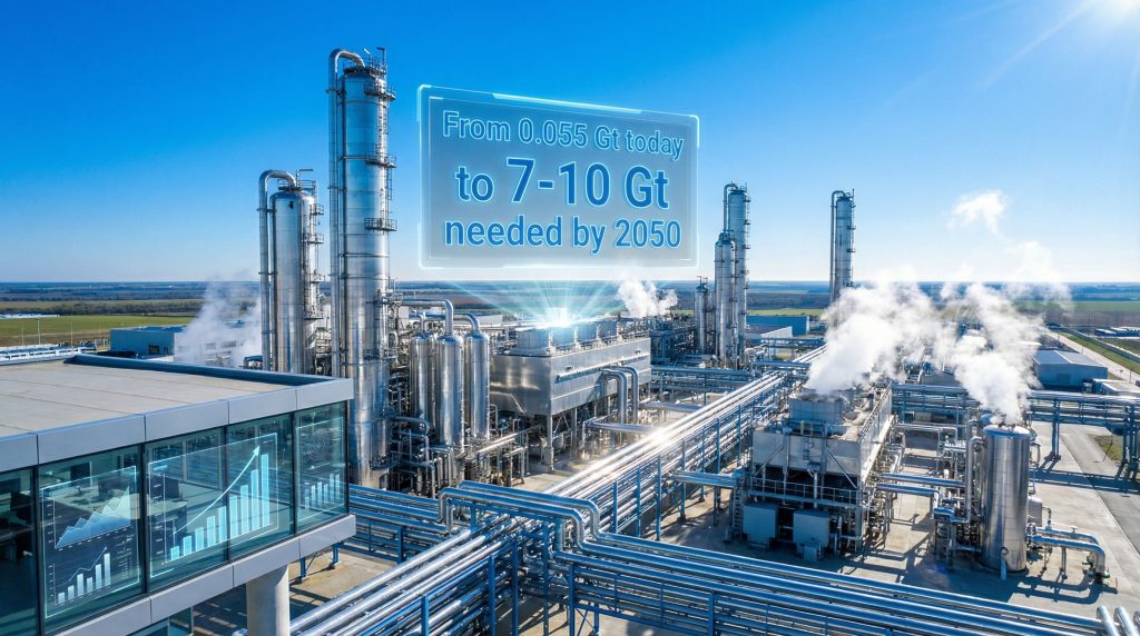 Industrial plant showcasing carbon capture and storage.