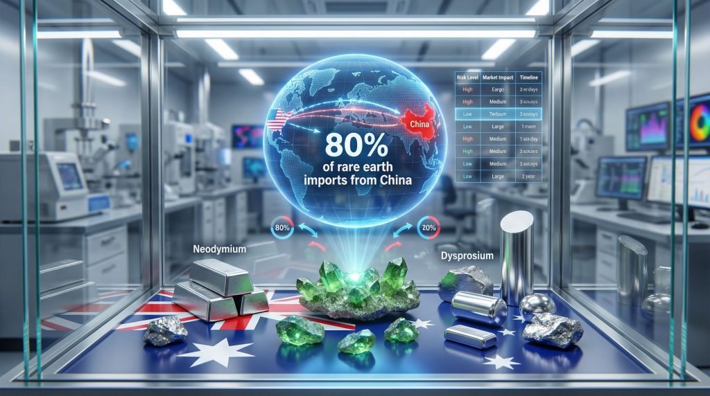Rare earth elements with import statistics.