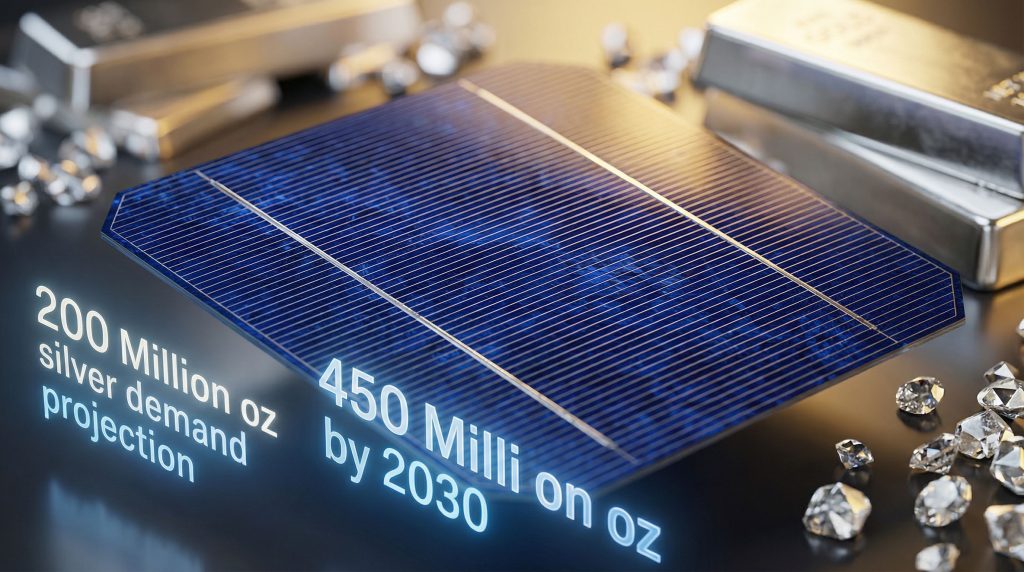 Solar cell with silver demand projection.