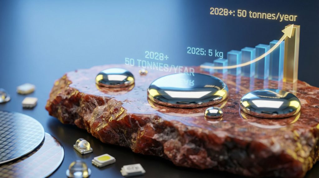Gallium production in Europe increasing graph.