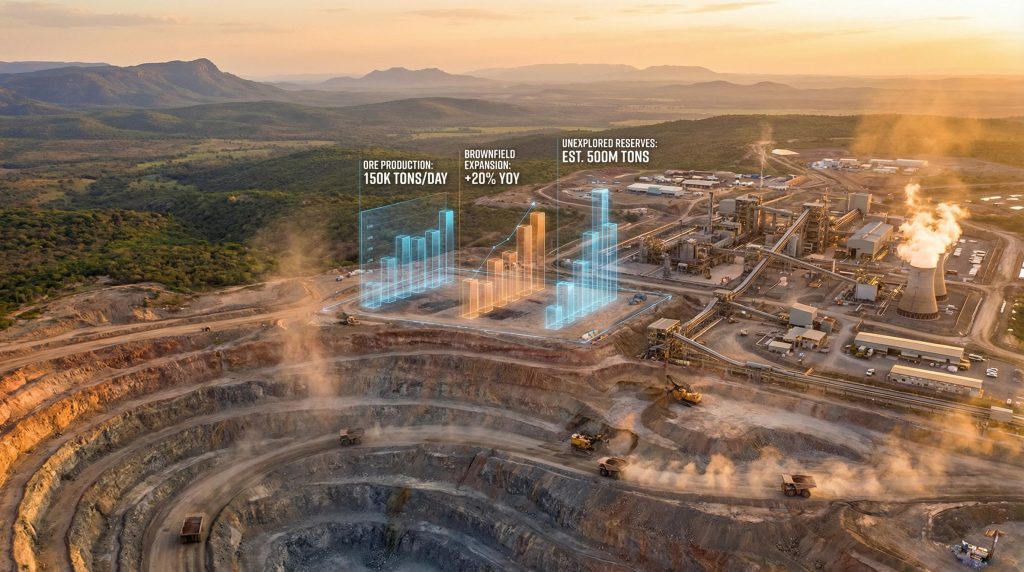 Mining site highlighting brownfield expansion strategy.