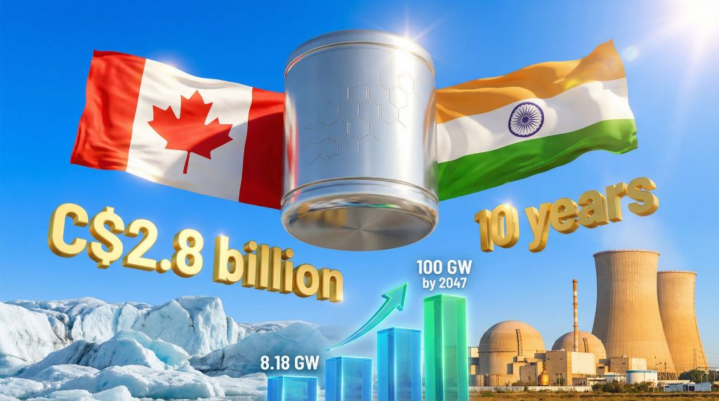 India and Canada uranium supply agreement illustration.