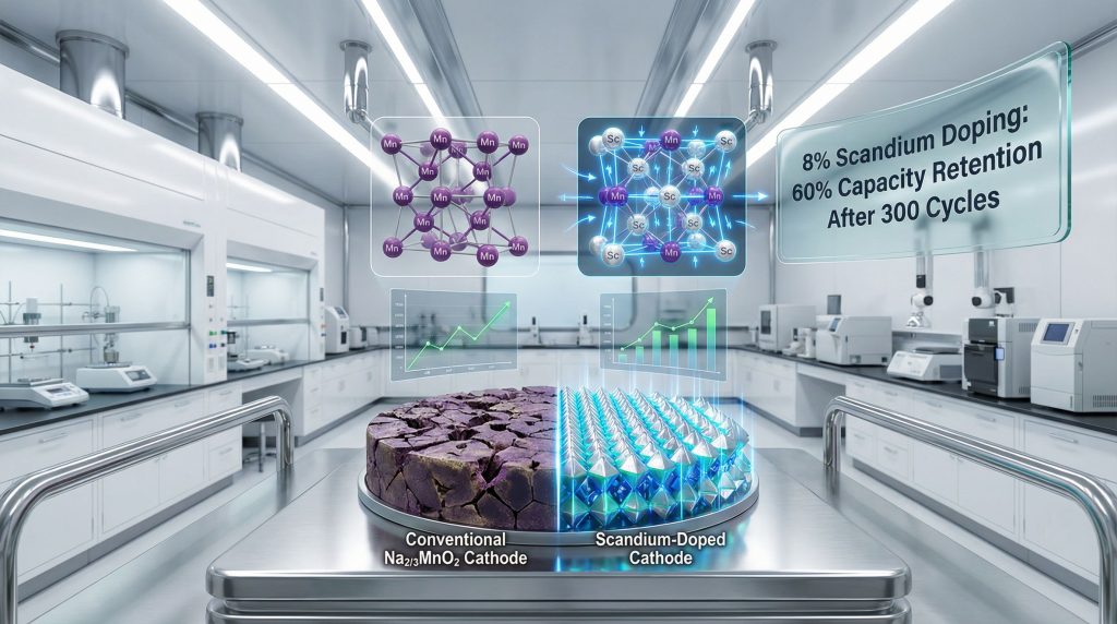 Scandium doping enhances sodium-ion battery performance.
