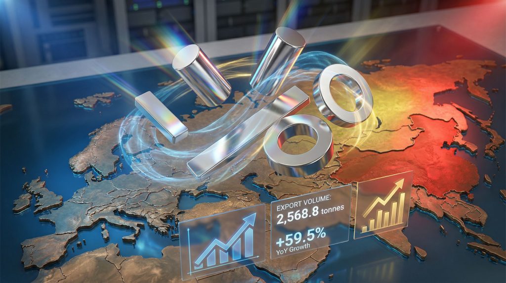 China rare earth magnet exports increase.
