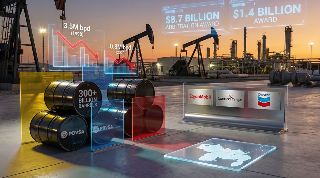 Venezuela's oil industry decline and disputes.