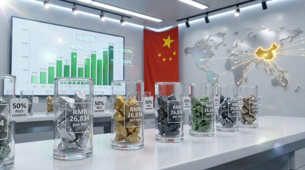 China rare earth concentrate price display.