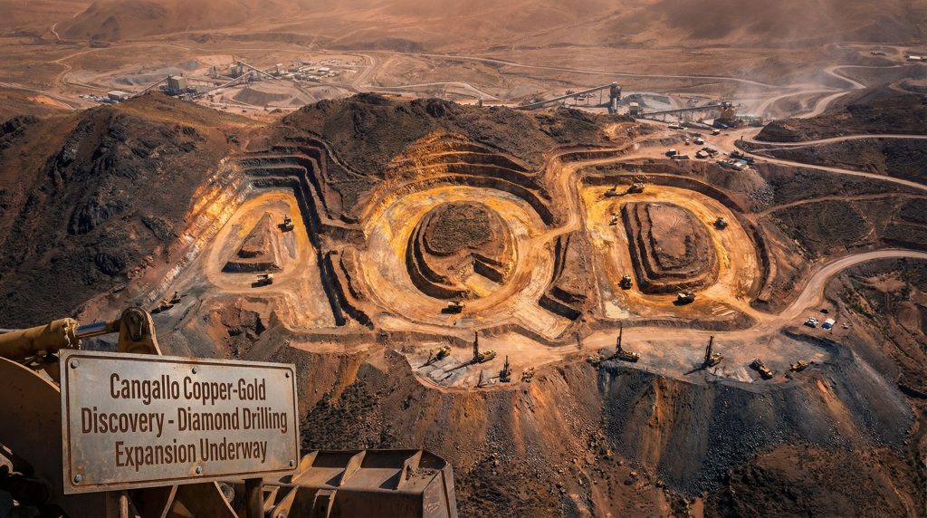 Ausquest Ltd-AQD-Cangallo copper-gold mine aerial view.