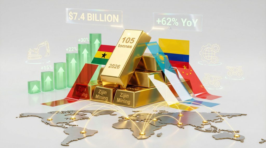 Zijin Mining gold output expansion illustration.