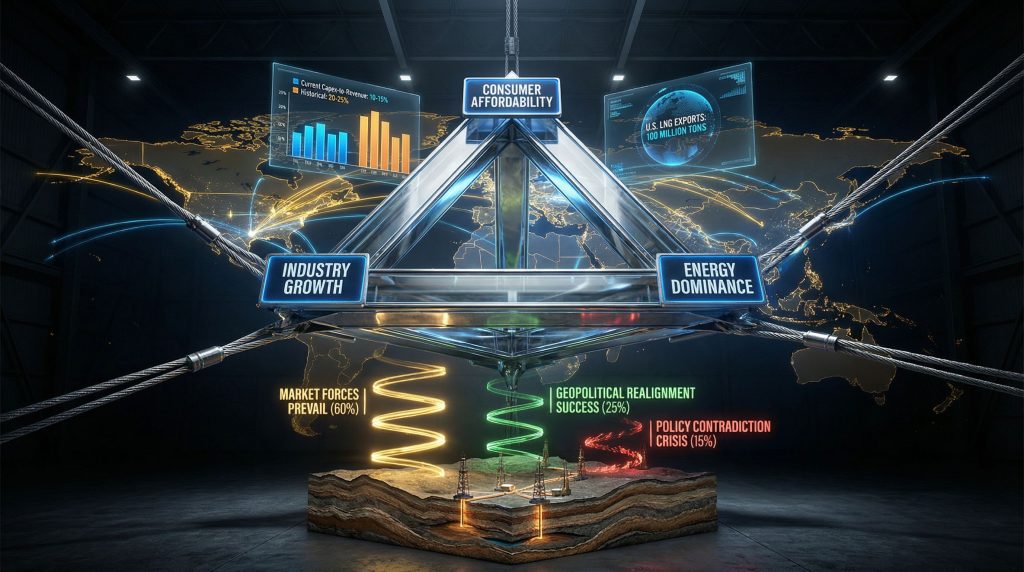 Trump's energy agenda visualized with a balanced triangle.