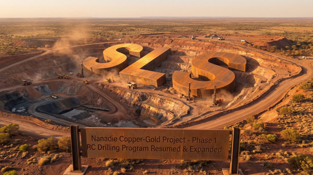 Solstice Minerals Ltd-SLS-Nanadie Copper-Gold Project site with machinery.