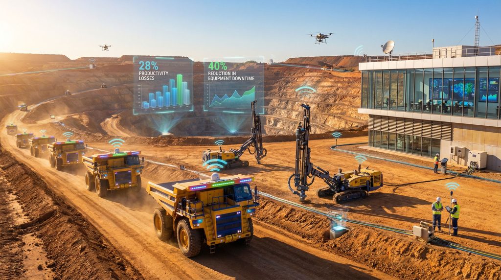 Mining operation with integrated technology systems.