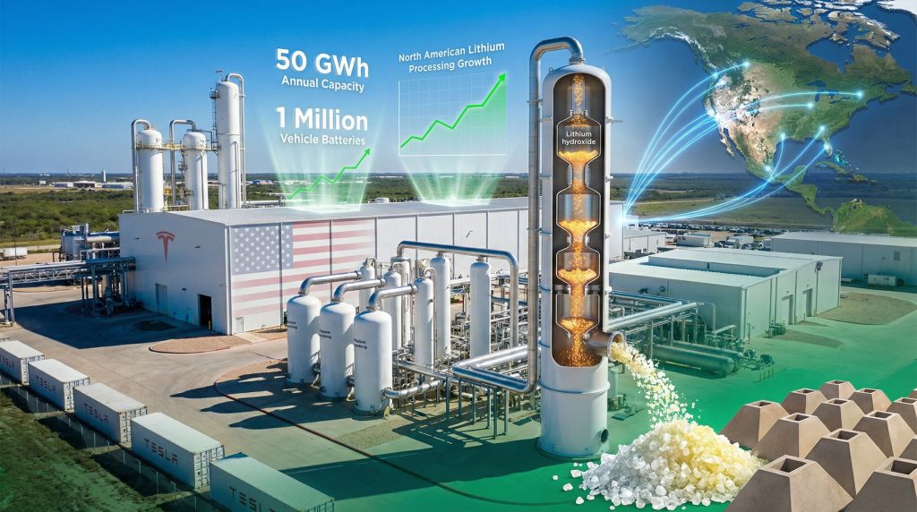 Tesla's lithium refinery boosts U.S. capacity.
