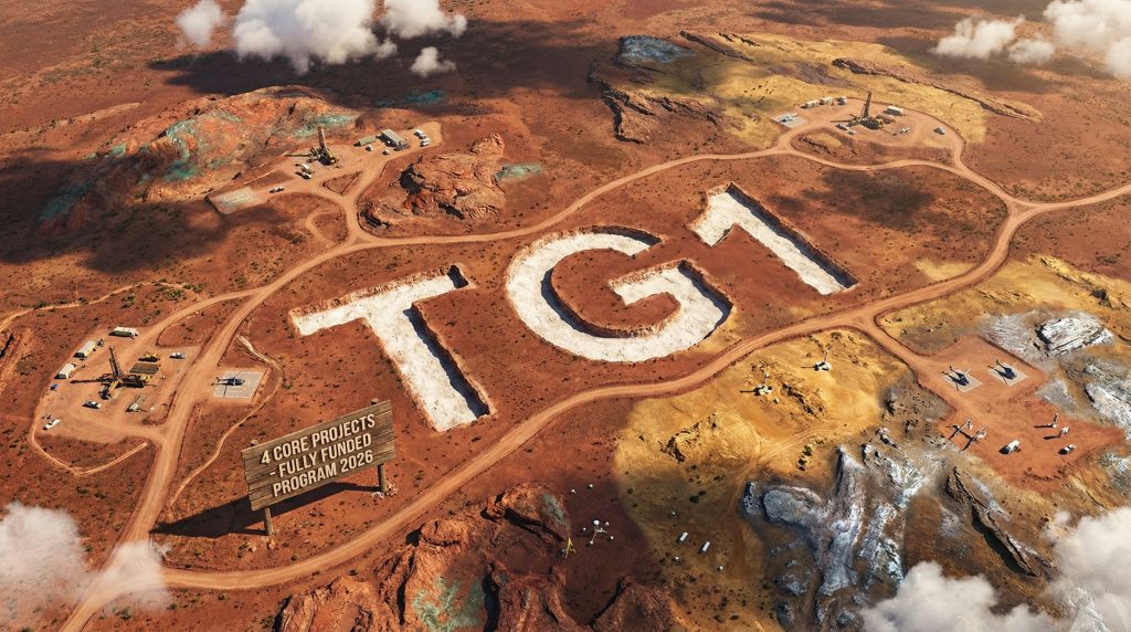 Techgen Metals Ltd-TG1-Mining site with "TG1" in desert.
