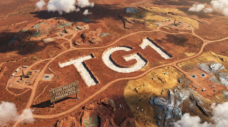 Techgen Metals Ltd-TG1-Mining site with "TG1" in desert.