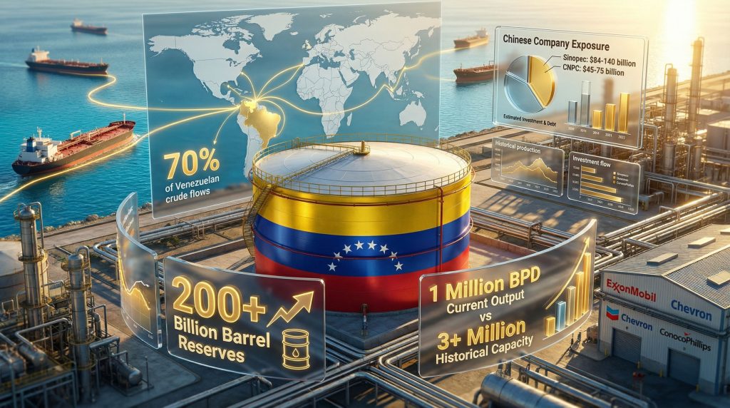Venezuelan oil infrastructure highlighting US intervention.