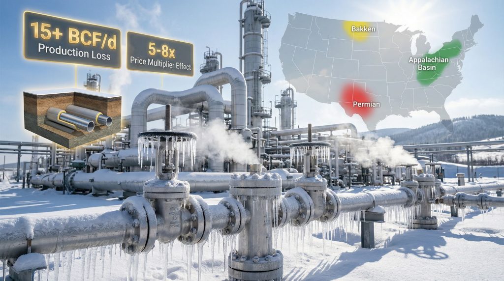 Winter storm affects US gas production.