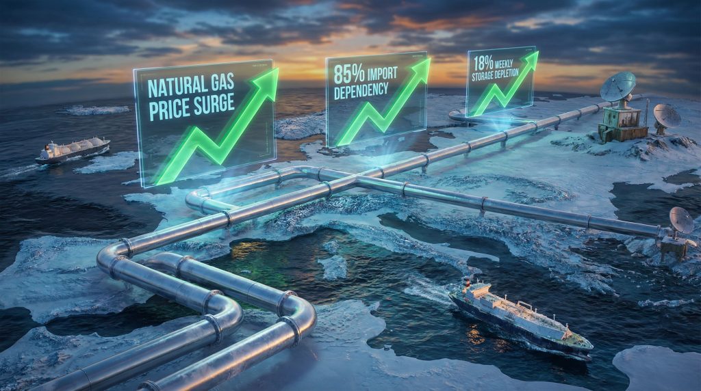 U.S. natural gas prices spike illustration.