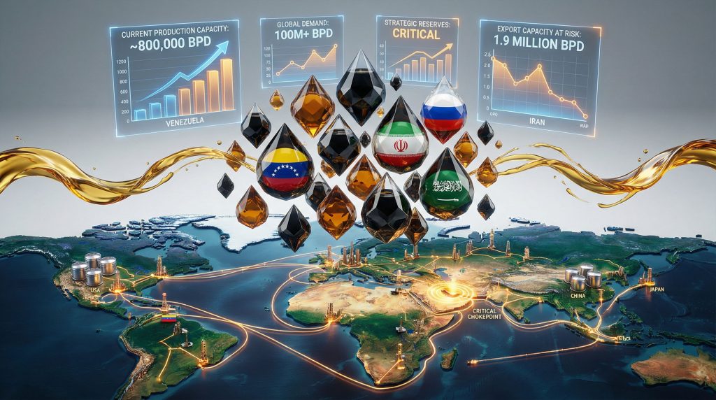 Geopolitical tensions in oil markets visualized globally.