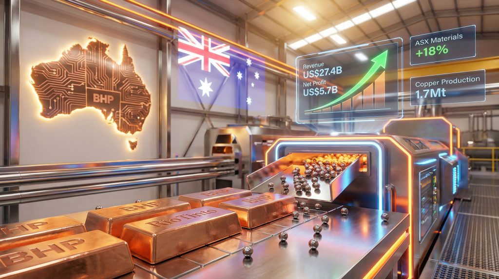 Rio Tinto and BHP Australia earnings rebound, industrial growth visual.
