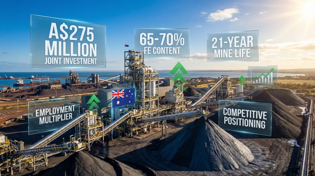 Whyalla magnetite expansion highlights investment and growth.