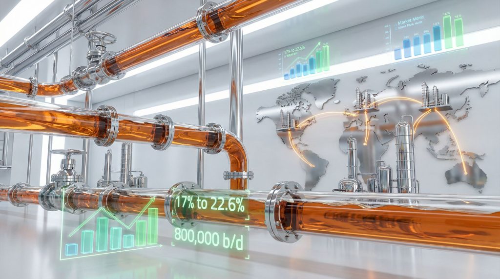 Pipes and graphs depicting diesel market outlook.